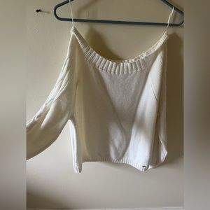 Hollister off the should white sweater